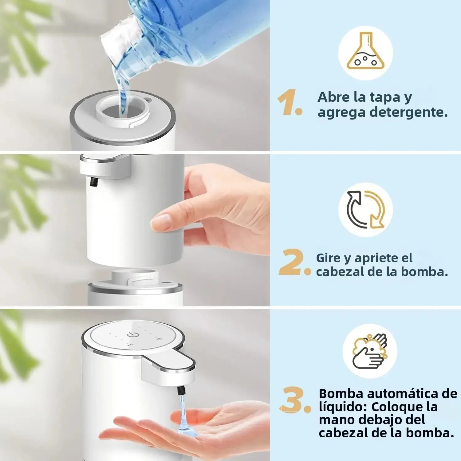 Dispensador automático de jabón líquido